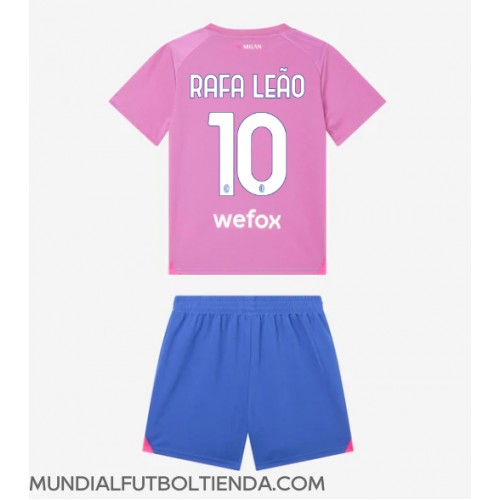 Camiseta AC Milan Rafael Leao #10 Tercera Equipación Replica 2023-24 para niños mangas cortas (+ Pantalones cortos)